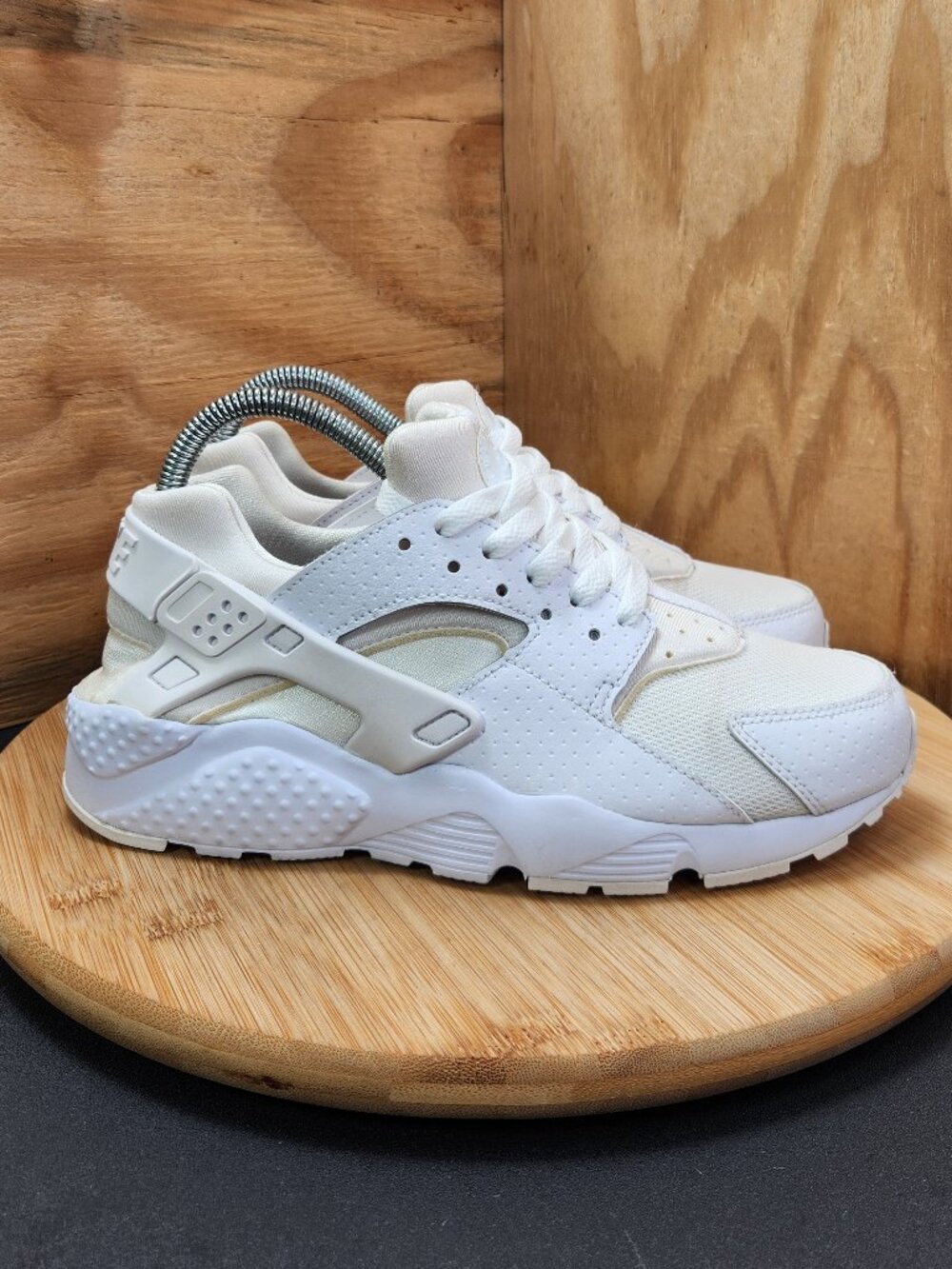 Nike Huarache Run Womens Triple White Running Shoes Sneakers